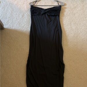 House of Harlow 1960 Black Strapless Tie Front Bodycon Dress